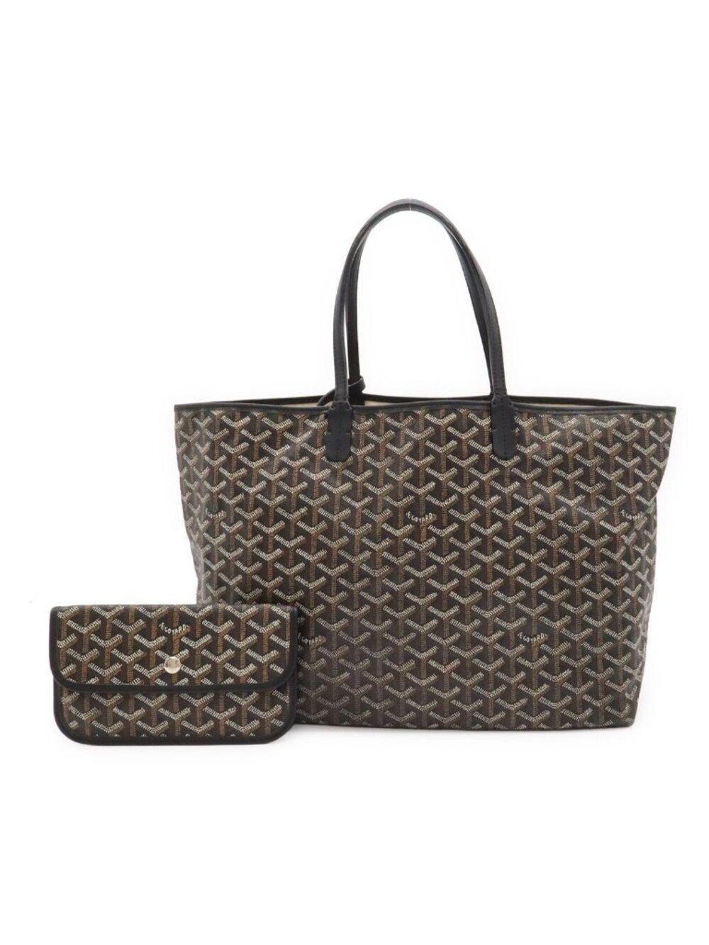 Goyard Saint Louis PM Tote Shoulder Bag Leather Black White